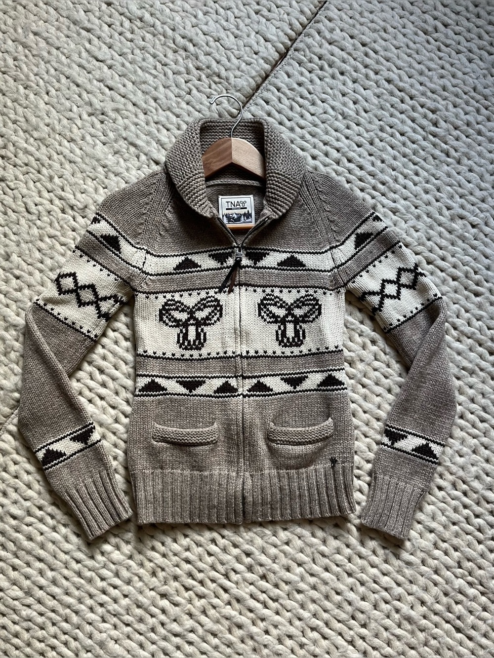 TNA Lambswool Collar Cardigan | medium